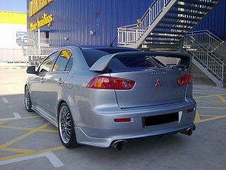 Юбка заднего бампера Zodiak var №2 под раздвоенный выхлоп Mitsubishi Lancer X (2007-2016)