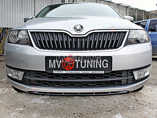 Спойлер(сплиттер) переднего бампера Skoda Rapid (2012 - 2021) (текстурный пластик)