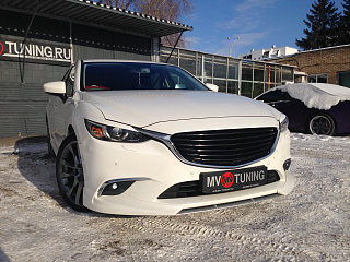Крашеный комплект. Реснички на фары Mazda 6 / Atenza GJ (2015 - 2018) Цвет Красный 41V+ УСТАНОВОЧНЫЙ КОМПЛЕКТ
